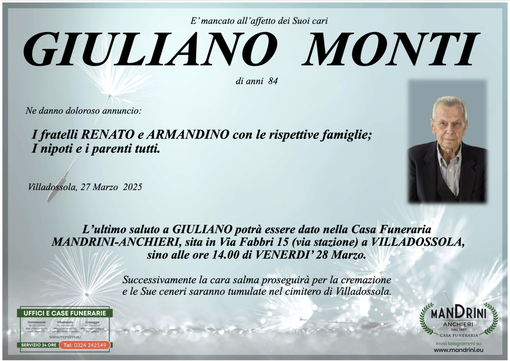 Giuliano Monti di anni 84