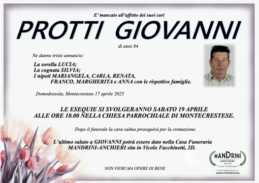 Protti Giovanni di anni 84