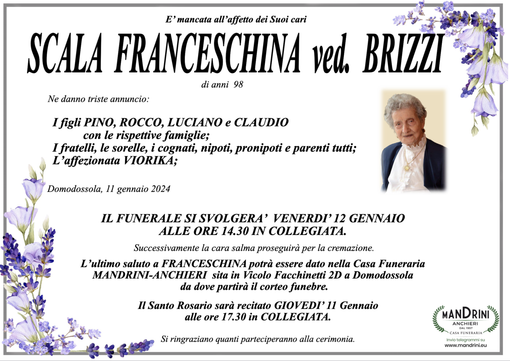 Sala Franceschina ved. Brizzi di anni 98