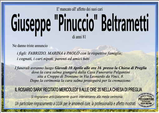 Giuseppe "Pinuccio" Beltrametti di anni 81 Giuseppe "Pinuccio" Beltrametti di anni 81