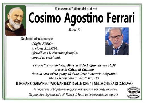 Cosimo Agostino Ferrari di anni 72 Cosimo Agostino Ferrari di anni 72