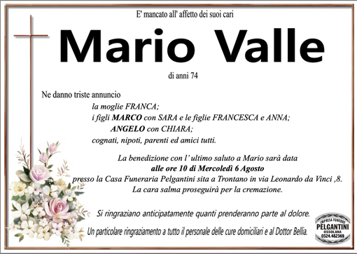 Mario Valle di anni 74