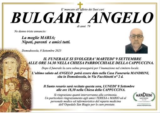 Bulgari Angelo di anni 79