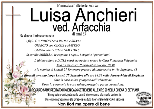 Luisa Anchieri ved Arfracchia di anni 83