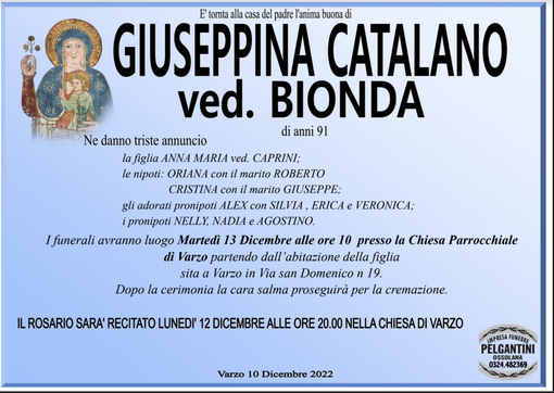 Giuseppina Catalano ved. Bionda di anni 91
