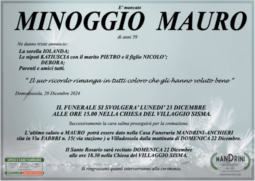 Minoggio Mauro di anni 59 Minoggio Mauro di anni 59
