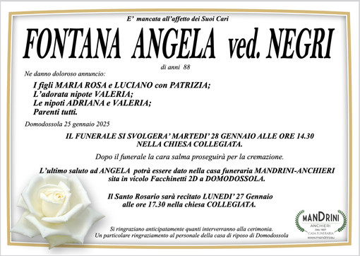 Fontana Angela ved. Negri di anni 88