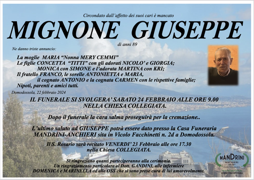Mignone Giuseppe di anni 89