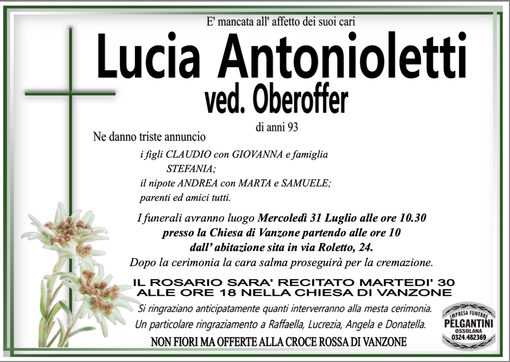Lucia Antonioletti ved. Obereoffer di anni 93