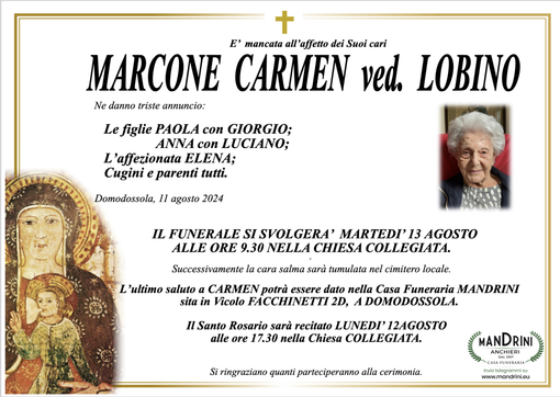 Marcone Carmen ved. Lobino di anni Marcone Carmen ved. Lobino di anni