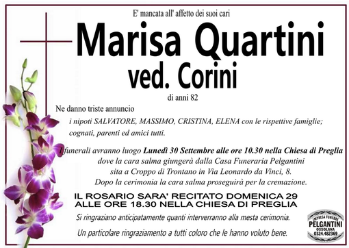 Marisa Quartini ved. Corini anni 82