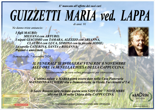 Guzzetti Maria ved. Lappa di anni 91
