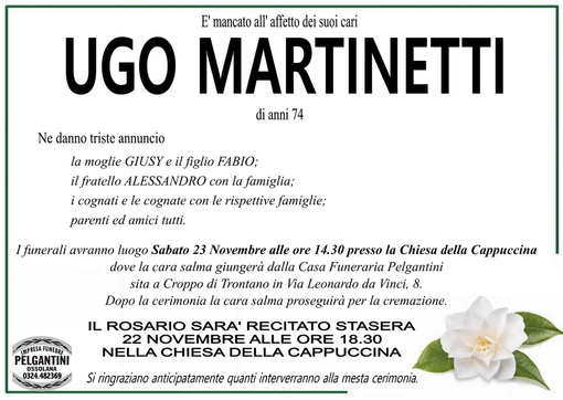 Martinetti Ugo 74 anni