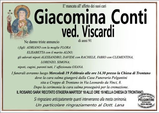 Giacomina Conti ved. Viscardi di anni 91