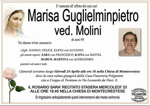 Marisa Guglielminpietro ved. Molini di anni 89