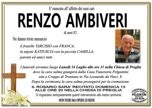 Renzo Ambiveri di anni 82