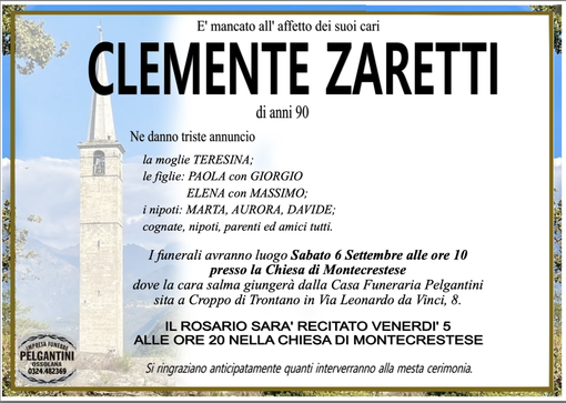 Clemente Zaretti di anni 90