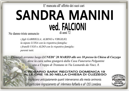 Sandra Manini ved. Falcioni di anni 72 Sandra Manini ved. Falcioni di anni 72
