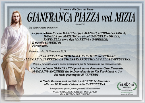 Gianfranca Piazza ved. Mizia di anni 88