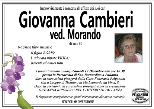 Giovanna Cambieri ved. Morando di anni 80