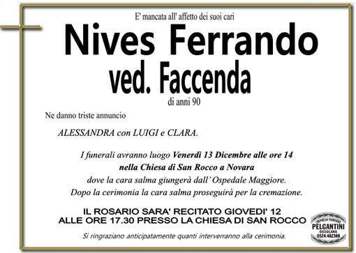 Nives Ferrando ved. Faccenda 90 anni