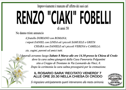 Renzo "Ciaki" Fobelli di anni 58