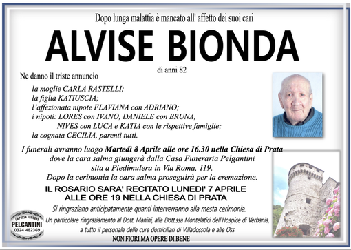 Alvise Bionda di anni 82