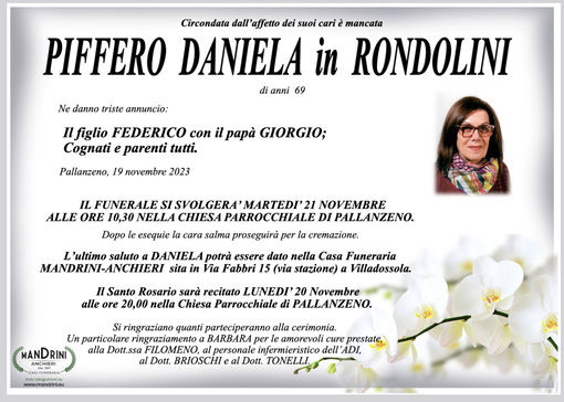 Piffero Daniela in Rondolini di anni 69