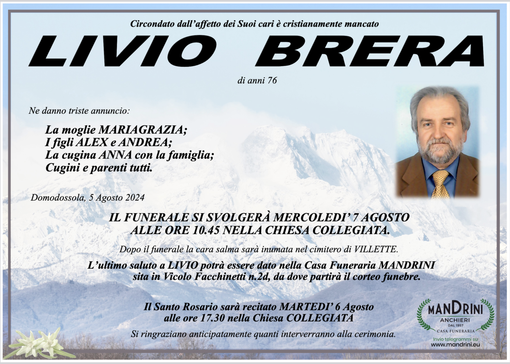 Livio Brera di anni 76