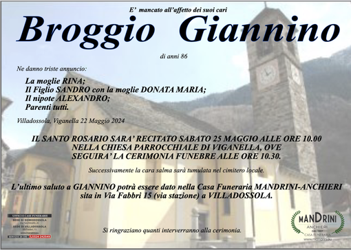 Broggio Giannino di anni 86 Broggio Giannino di anni 86