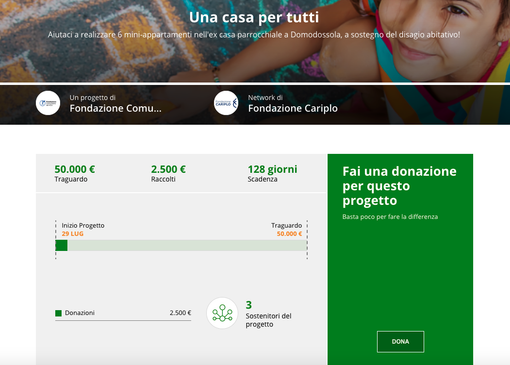 Domodossola, prosegue la raccolta fondi del progetto 'Una casa per tutti' Domodossola, prosegue la raccolta fondi del progetto 'Una casa per tutti'