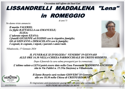 Lissandrelli Maddalena "Lena" in Romeggio di anni 71