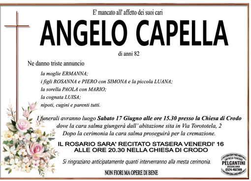 Angelo Capella di anni 82