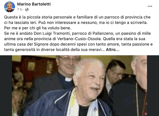Marino Bartoletti ricorda don Luigi Tramonti: &quot;Un prete innamorato della vita ed entusiasta della sua fede&quot;