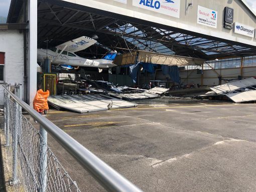 Tromba d'aria all'aeroporto di Locarno Magadino, si registrano ingenti  danni