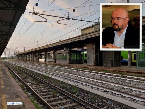 La linea ferroviaria del Sempione e nel riquadro il senatore Enrico Borghi