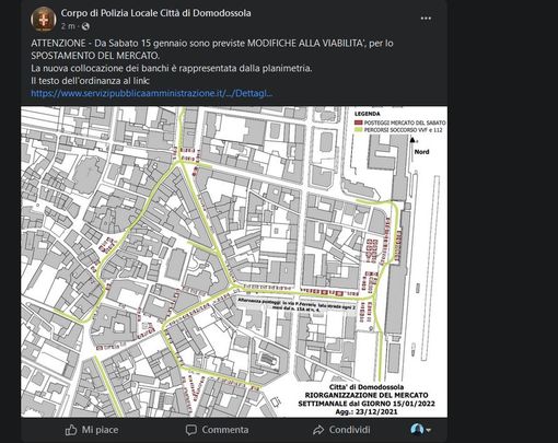 Cambia ancora la viabilità per il mercato di Domo