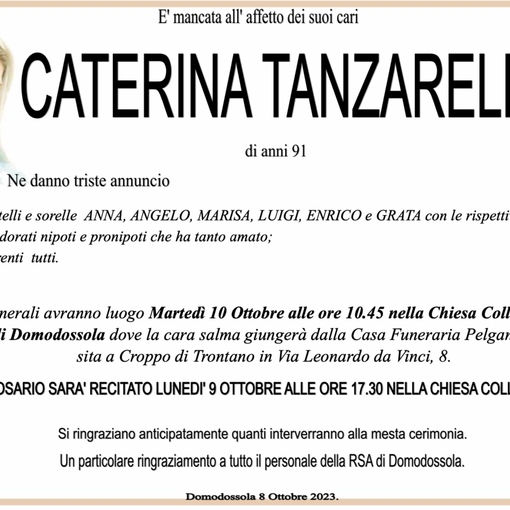 Caterina Tanzarella di anni 91