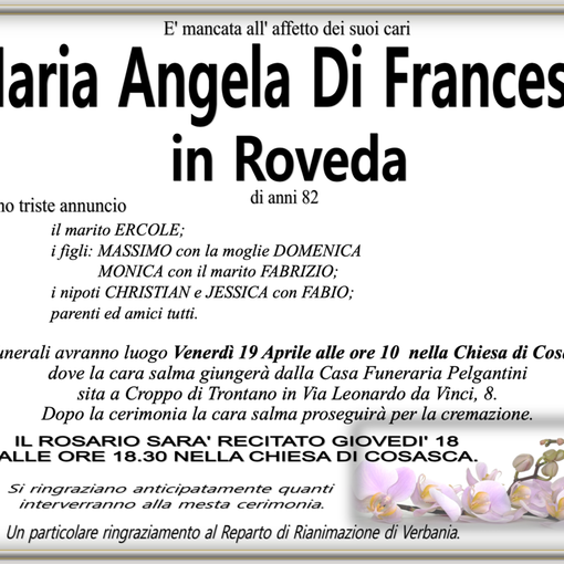 Maria Angela Di Francesco in Roveda di anni 82