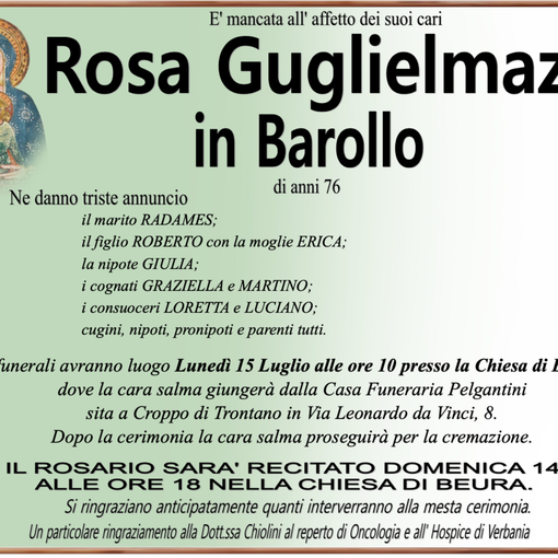 Rosa Gugliemazzi in Barollo di anni 76