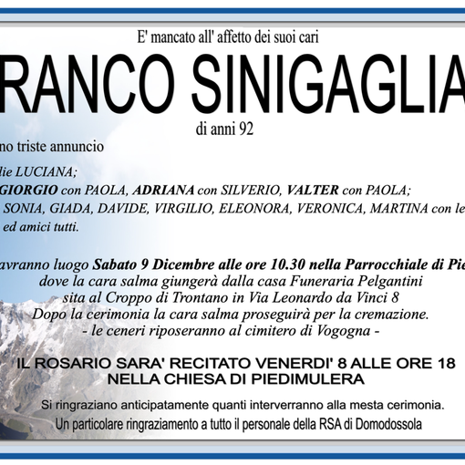 Franco Sinigaglia di anni 92