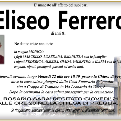 Eliseo Ferrero di anni 81