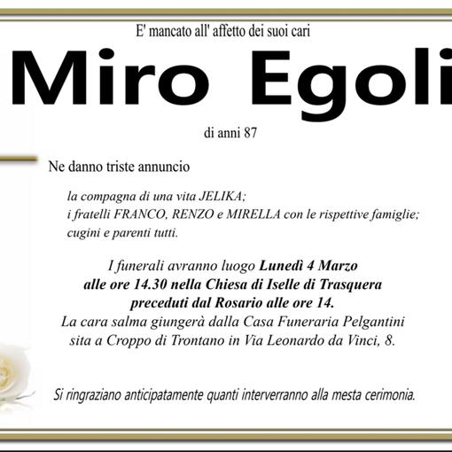 Miro Egoli di anni 87