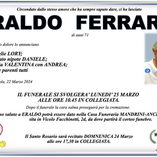 Eraldo Ferraris di anni 71