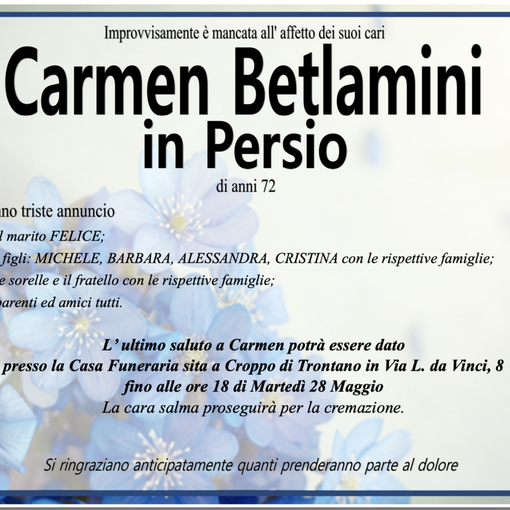 Carmen Betlamini in Persio di anni 72