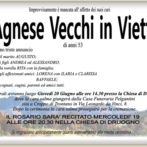 Agnese Vecchi in Vietti di anni 53