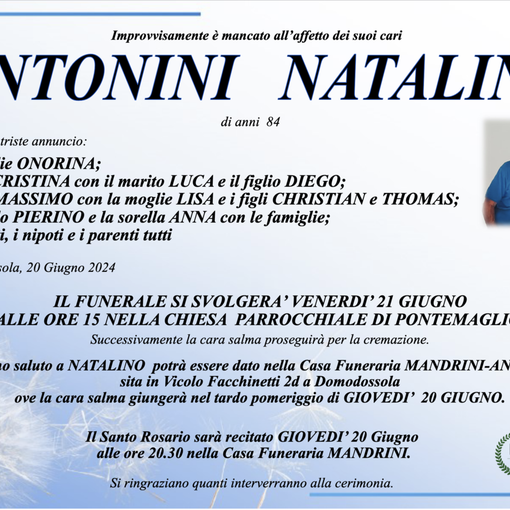 Antonini Natalino di anni 84