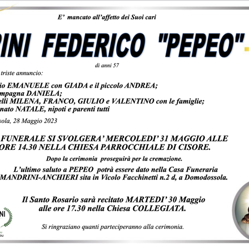 Prini Federico &quot;Pepeo&quot; di anni 57