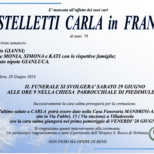 Castelletti Carla in Francia di anni 78