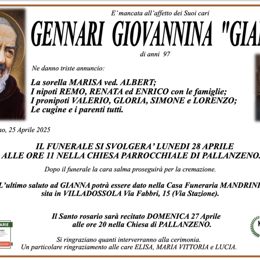 Gennari Giovannina &quot;Gianna&quot; di anni 97